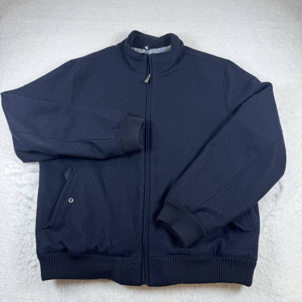 Brooks Brothers Jacket Mens Size XL Blue Wool Bomber Full Zip Lined Insulated